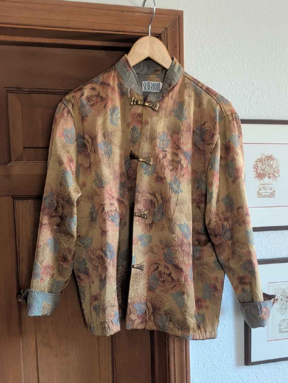 Siverado SilkBlend Gold Floral Mandarin Collar Jacket